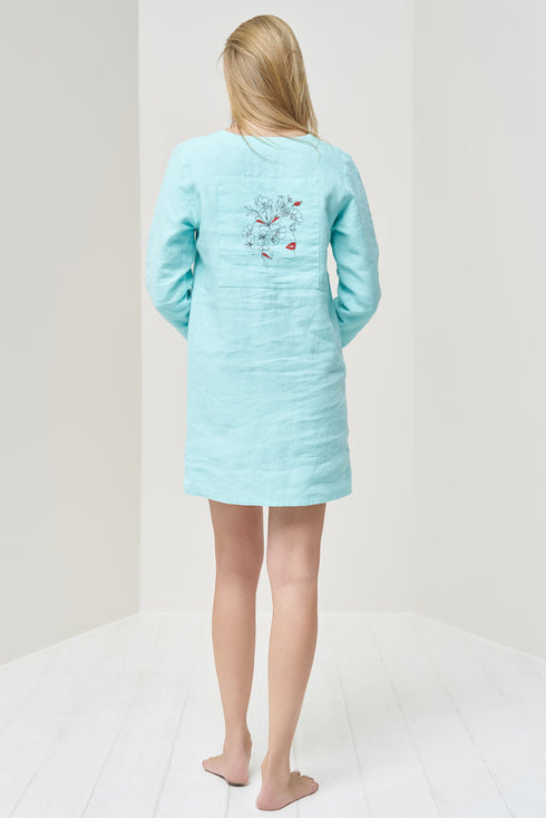 Image 9 of Linen shirt dress with front buttons and long sleeves Misty from Baltic Linen