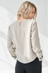 Image 12 of Long sleeves linen blouse has a rounded, banded neckline Karen from Baltic Linen