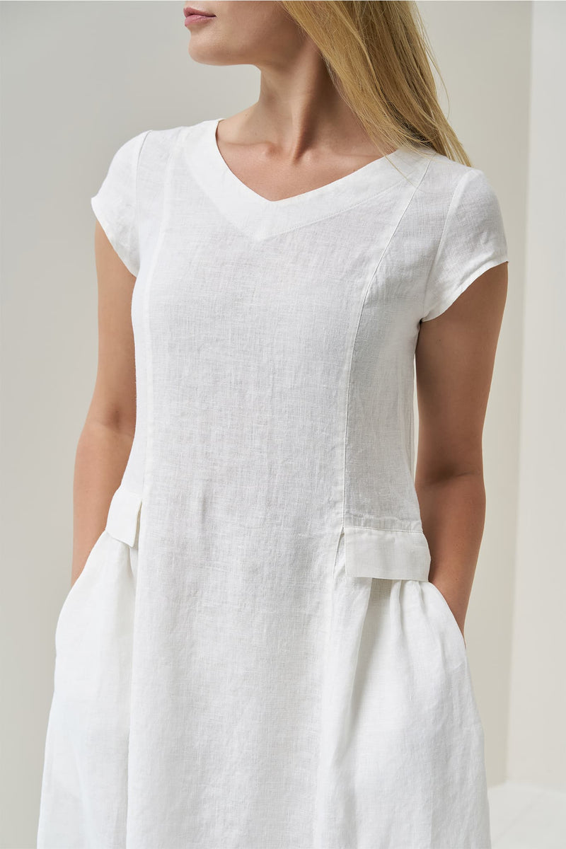 chinese dress ladies Tuck Back Dress - Linen Shift Dress main image 1