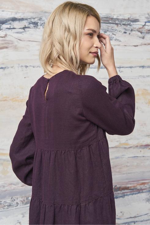 Summer linen dress comes with long sleeves and flowy design Marisa from Baltic Linen