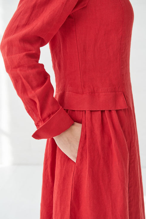 Image 5 of Autumn linen dress with hidden side zip and hidden pockets Jurate from Baltic Linen