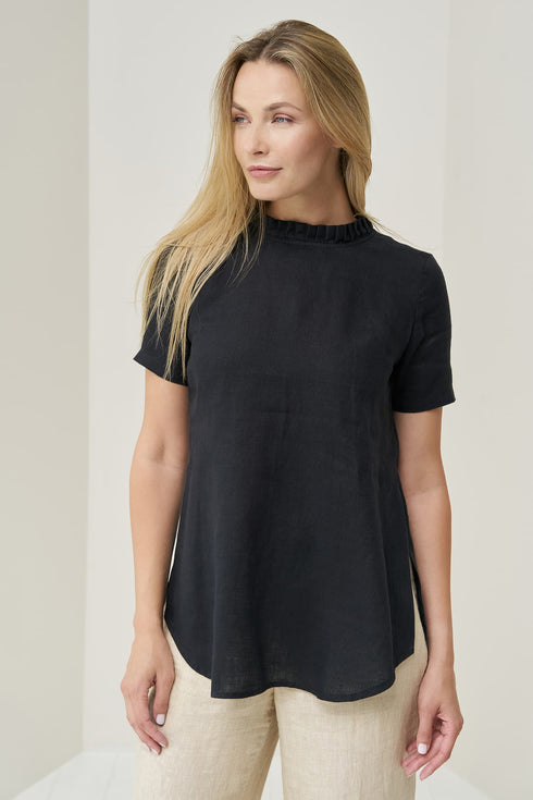 Image 2 of Pure linen blouse features short sleeves and a comfortable fit Gerda from Baltic Linen