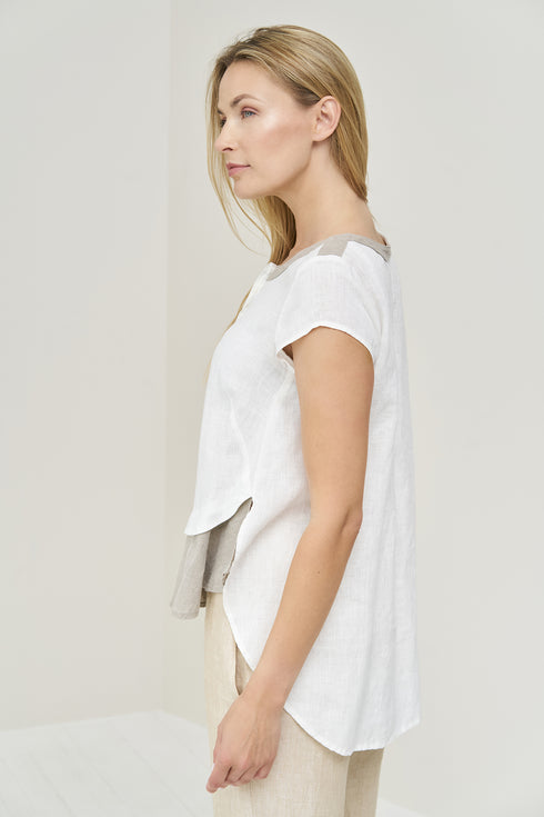 Image 3 of Loose linen top with short sleeves and loose design Kedra from Baltic Linen