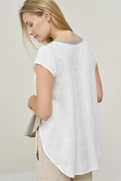 Image 6 of Loose linen top with short sleeves and loose design Kedra from Baltic Linen