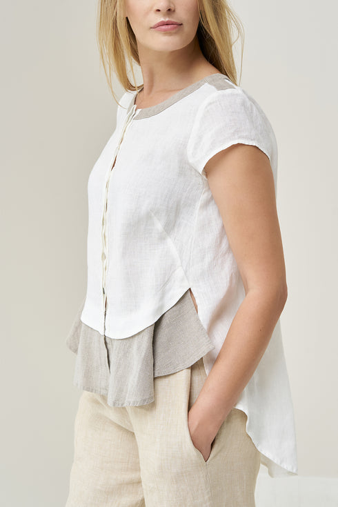 Image 4 of Loose linen top with short sleeves and loose design Kedra from Baltic Linen