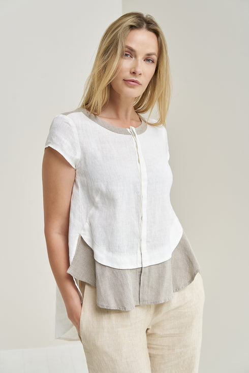 Image 5 of Loose linen top with short sleeves and loose design Kedra from Baltic Linen
