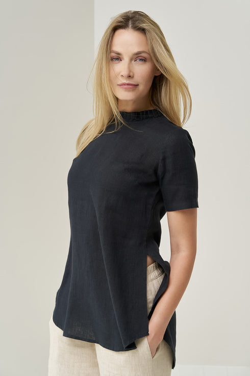 Image 1 of Pure linen blouse features short sleeves and a comfortable fit Gerda from Baltic Linen