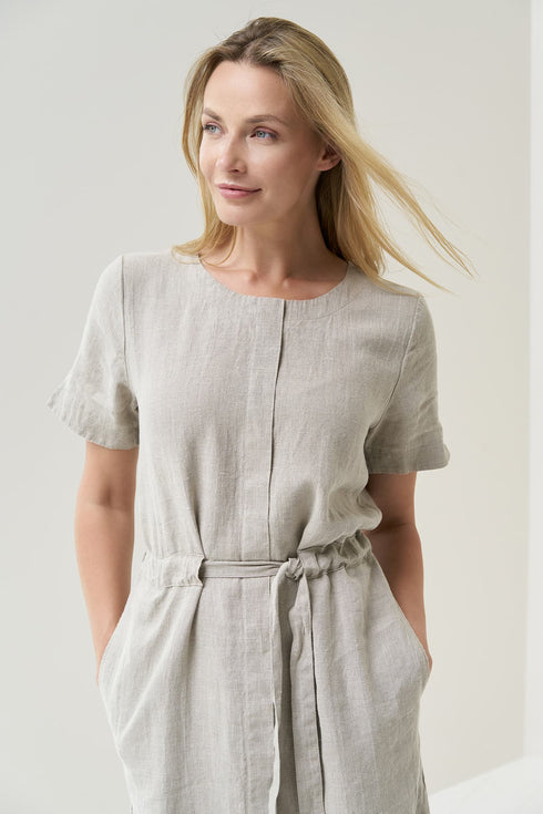 Image 10 of Summer linen dress features side pockets and a linen belt Milo from Baltic Linen