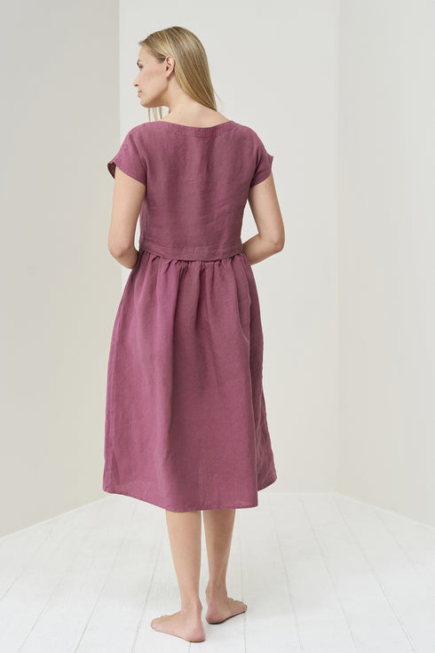 Image 17 of Pure linen dress features short sleeves and side pockets Molly from Baltic Linen