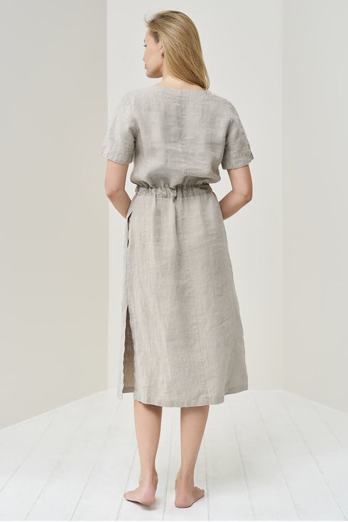Image 8 of Summer linen dress features side pockets and a linen belt Milo from Baltic Linen