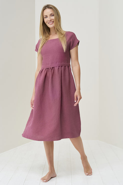 Image 13 of Pure linen dress features short sleeves and side pockets Molly from Baltic Linen