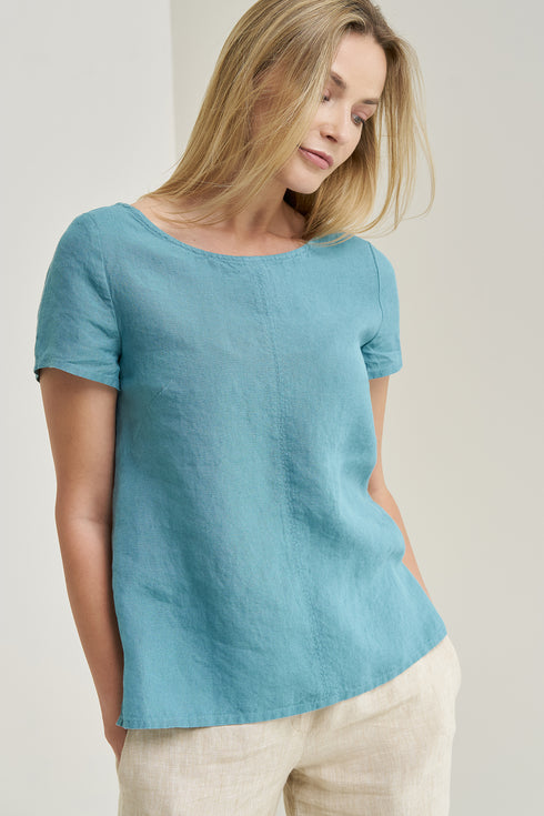 Image 6 of Linen blouse with a rounded neckline and loose, relaxed fit Kristen from Baltic linen