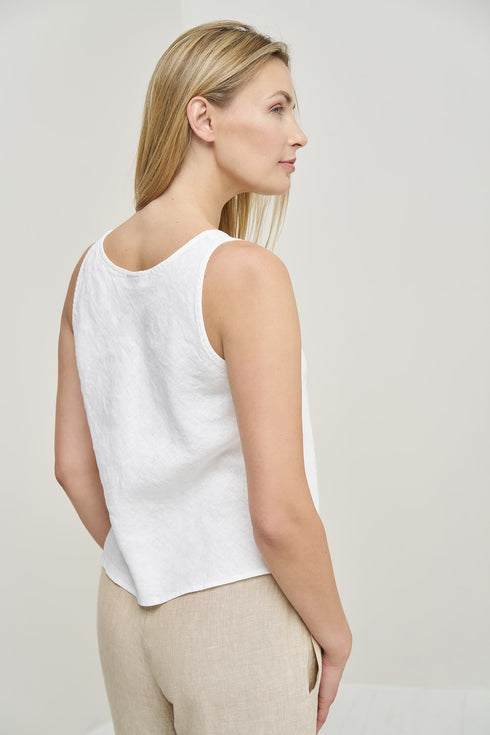 Image 12 of Women linen blouse without sleeves and elegant design Kim from Baltic Linen