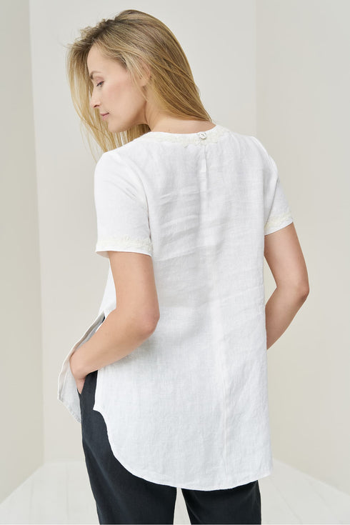 Image 3 of Loose linen blouse features short sleeves and comfort Gerdut from Baltic Linen