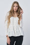 Image 1 of Casual linen blouse features a ruffled bottom and long sleeves Vaiva from Baltic Linen
