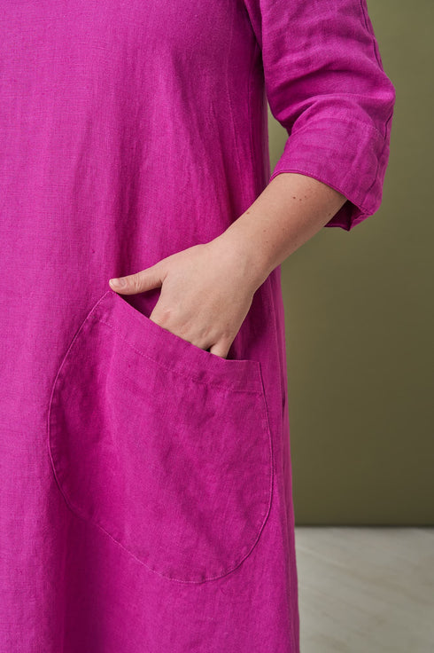 Image 5 of Linen boho dress with a square neckline and front pockets Susana from Baltic Linen