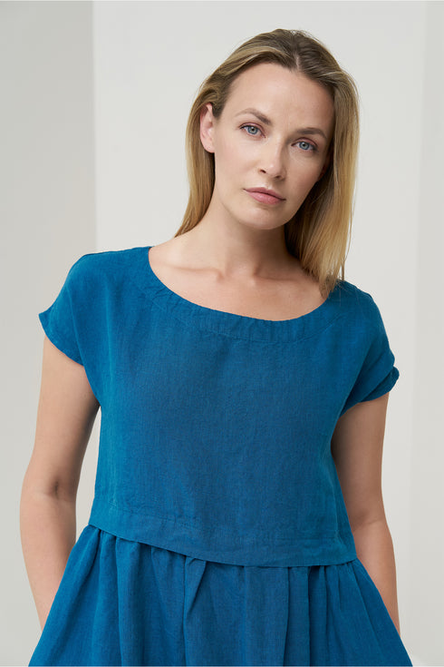 Image 2 of Pure linen dress features short sleeves and side pockets Molly from Baltic Linen