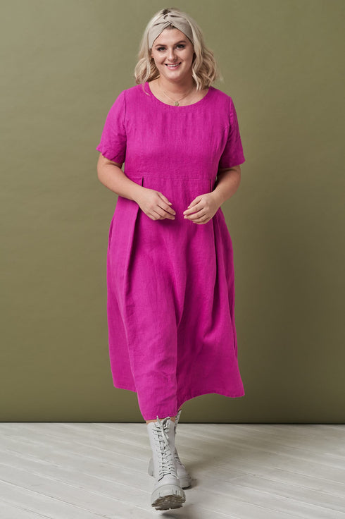 Image 1 of Casual short sleeved linen dress with a zip in the back Madona from Baltic Linen