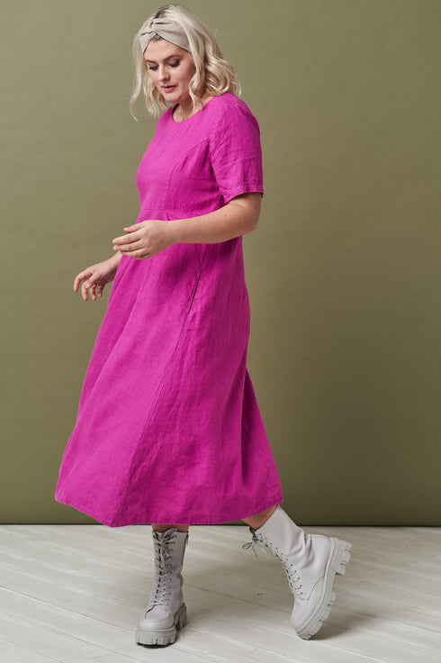 Image 4 of Casual short sleeved linen dress with a zip in the back Madona from Baltic Linen