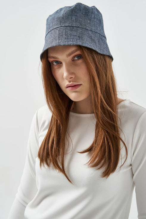 Image 7 of Summer linen hat sakura - bucket hat made for summer wear from Baltic Linen