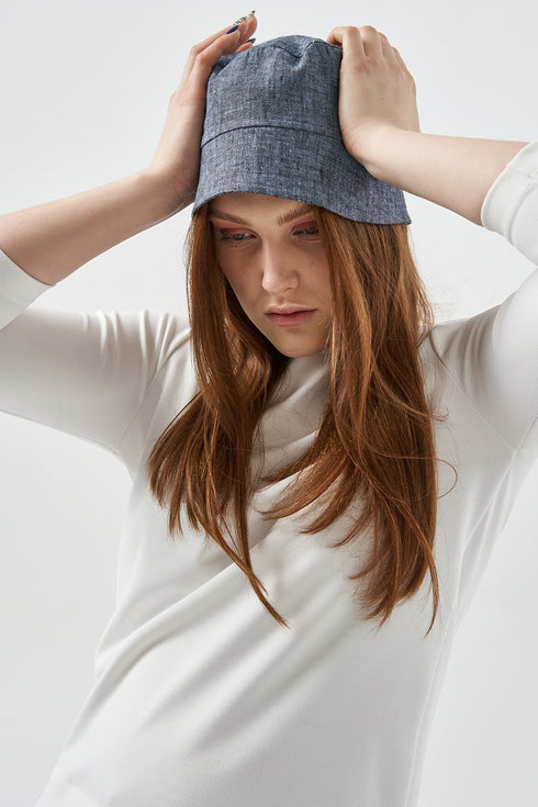 Image 8 of Summer linen hat sakura - bucket hat made for summer wear from Baltic Linen