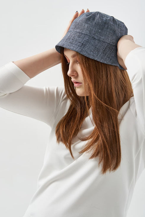 Image 9 of Summer linen hat sakura - bucket hat made for summer wear from Baltic Linen