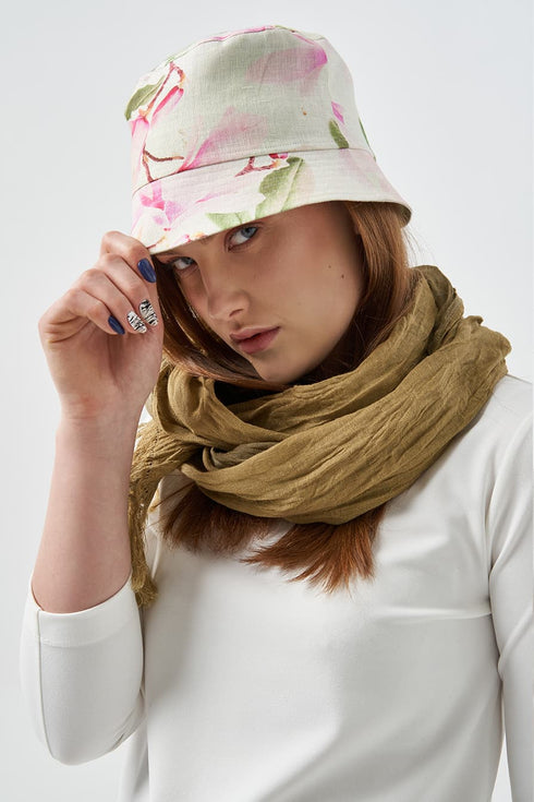 Image 1 of Summer linen hat sakura - bucket hat made for summer wear from Baltic Linen