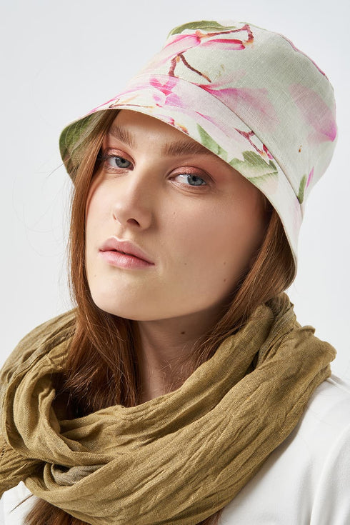 Image 3 of Summer linen hat sakura - bucket hat made for summer wear from Baltic Linen