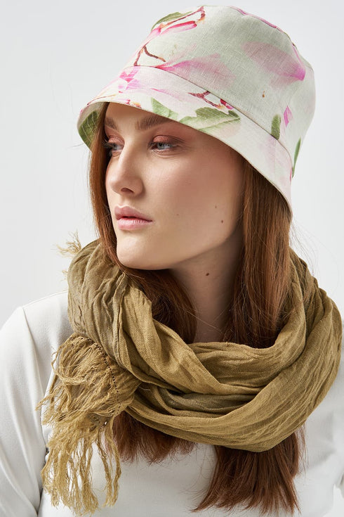 Image 4 of Summer linen hat sakura - bucket hat made for summer wear from Baltic Linen