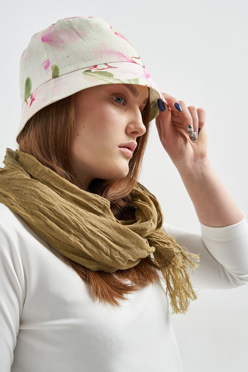 Image 5 of Summer linen hat sakura - bucket hat made for summer wear from Baltic Linen