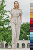 Image 8 of Loose linen jumpsuit with a self-tie belt and loose-fitting Pia from Baltic Linen