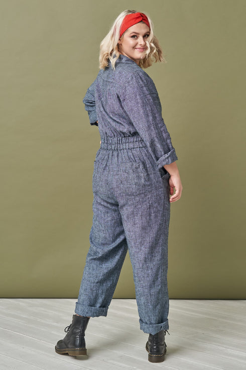 Image 4 of Linen jumpsuit with a self-tie belt, long sleeves and pockets Pita from Baltic Linen