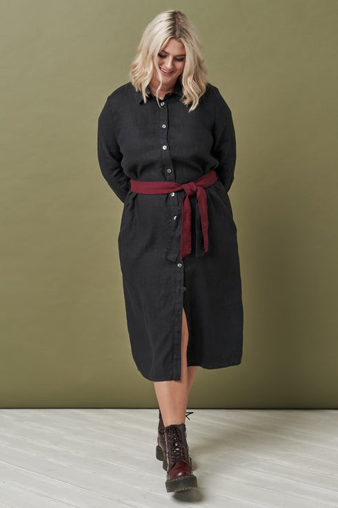 Image 16 of Linen long shirt dress with long sleeves and pockets Nika from Baltic Linen