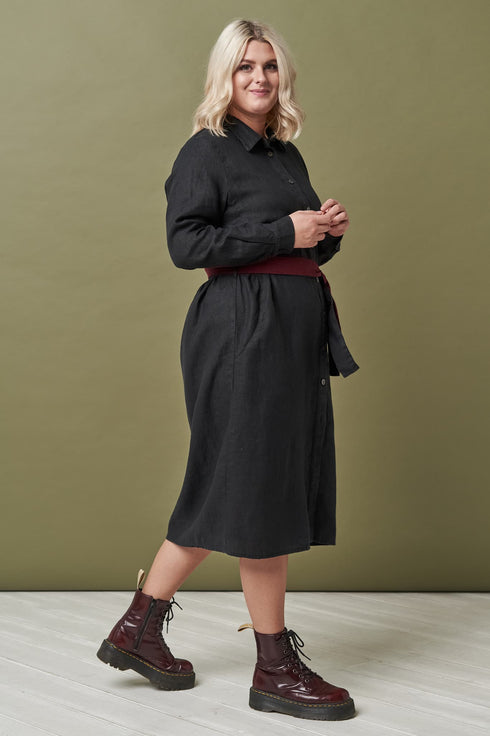 Image 18 of Linen long shirt dress with long sleeves and pockets Nika from Baltic Linen