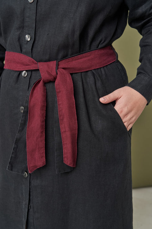 Image 19 of Linen long shirt dress with long sleeves and pockets Nika from Baltic Linen