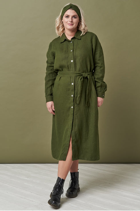 Image 13 of Linen long shirt dress with long sleeves and pockets Nika from Baltic Linen