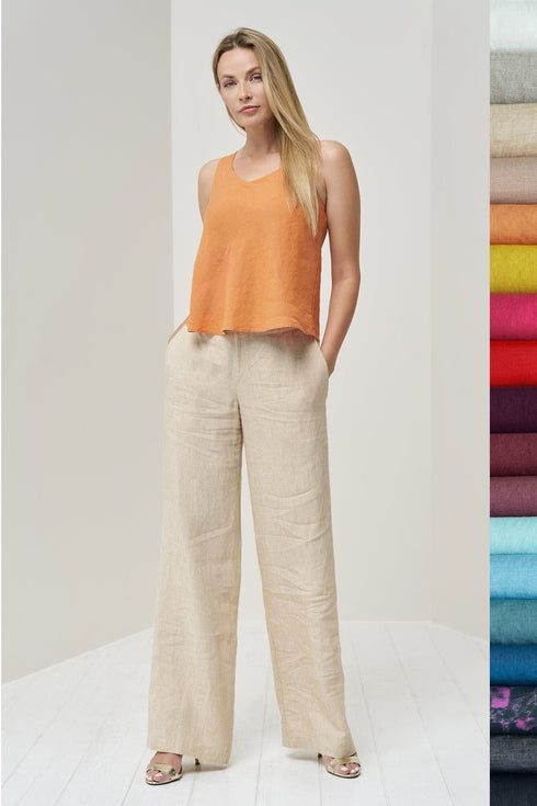 Image 8 of Modern linen pants with a wide-leg design and side pockets Paula from Baltic Linen
