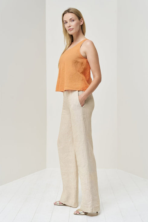 Image 2 of Modern linen pants with a wide-leg design and side pockets Paula from Baltic Linen