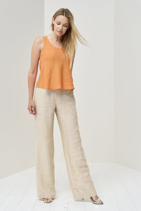 Image 3 of Modern linen pants with a wide-leg design and side pockets Paula from Baltic Linen