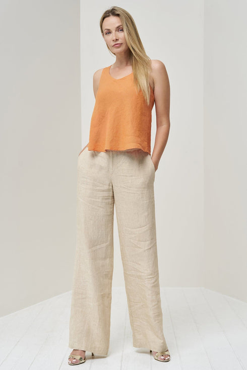 Image 6 of Modern linen pants with a wide-leg design and side pockets Paula from Baltic Linen
