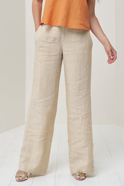 Image 7 of Modern linen pants with a wide-leg design and side pockets Paula from Baltic Linen