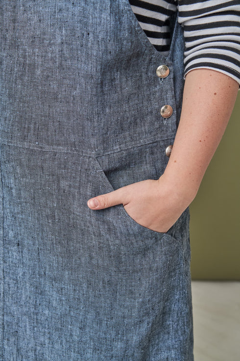 Image 3 of Linen pinafore dress with adjustable straps & square neckline Lukne from Baltic Linen