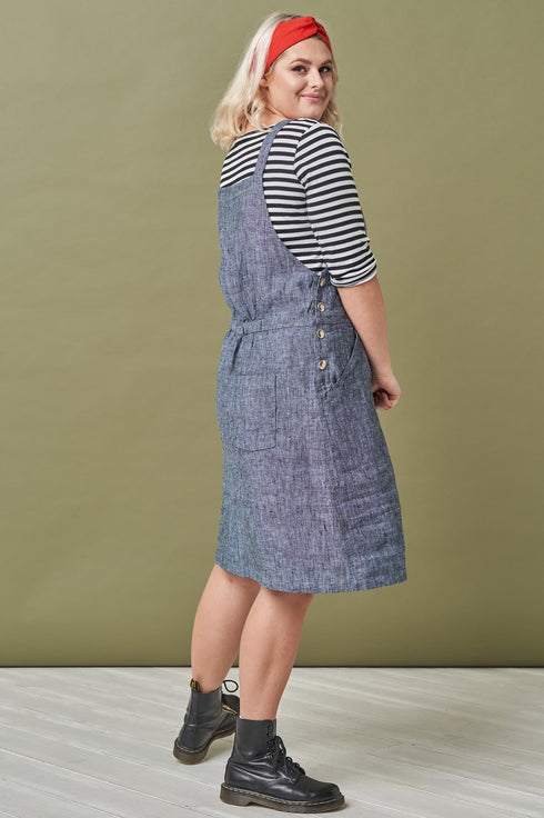 Image 4 of Linen pinafore dress with adjustable straps & square neckline Lukne from Baltic Linen