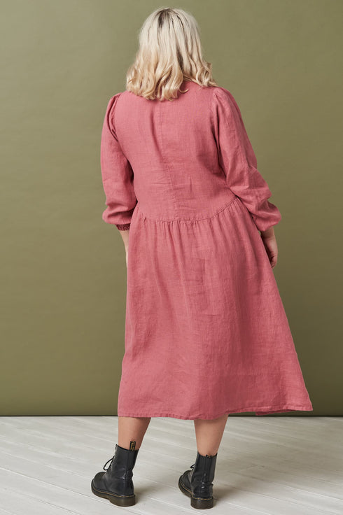 Image 7 of Linen shift dress with front buttons and pockets on the side Sydney from Baltic Linen