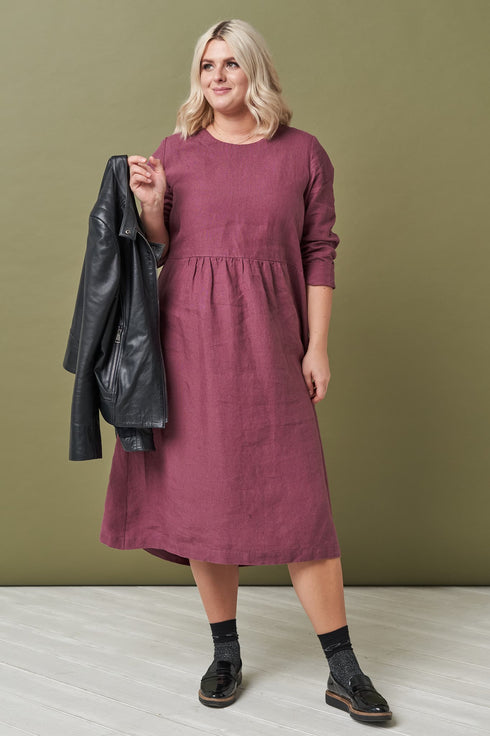 Image 1 of Linen soft dress with long sleeves - autumn dress Madeira from Baltic Linen