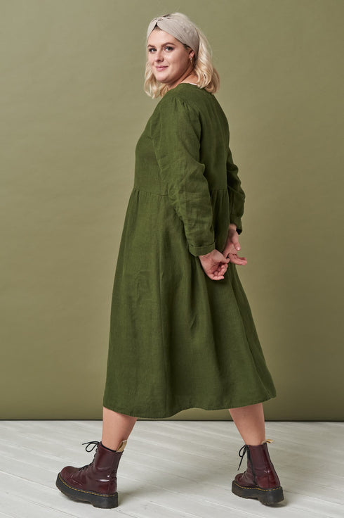 Image 11 of Linen soft dress with long sleeves - autumn dress Madeira from Baltic Linen