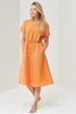Image 4 of Linen summer dress with short sleeves and rubber waist band Myra from Baltic Linen
