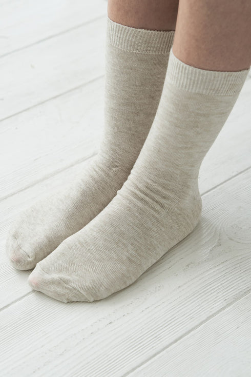 Image 2 of Long linen socks are composed of natural cotton and linen from Baltic Linen