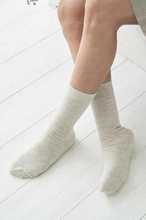 Image 3 of Long linen socks are composed of natural cotton and linen from Baltic Linen