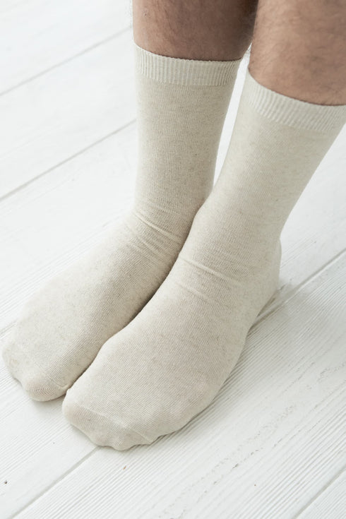 Image 5 of Long linen socks are composed of natural cotton and linen from Baltic Linen